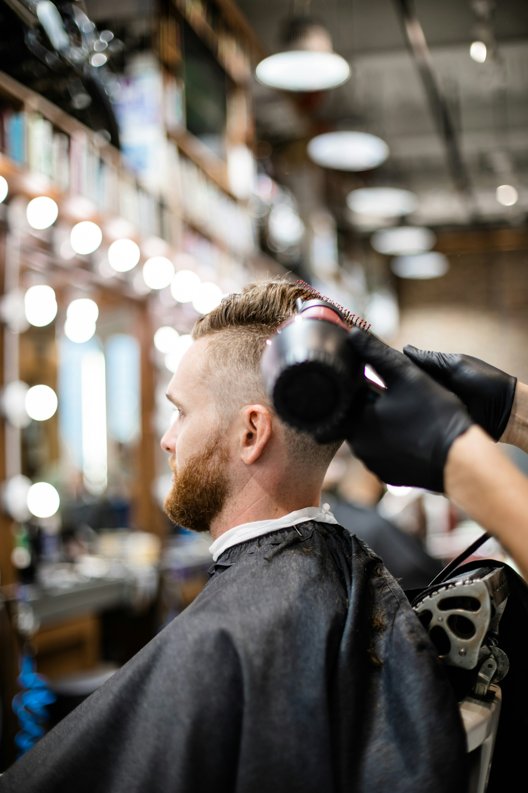 Styling with blow dryer and brush