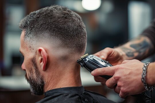 Haircut with scissors