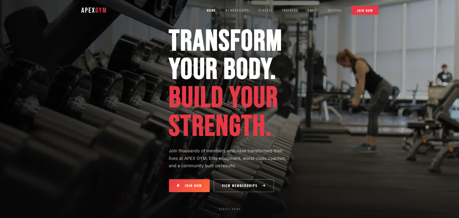 Apex Gym &mdash; Desktop Preview