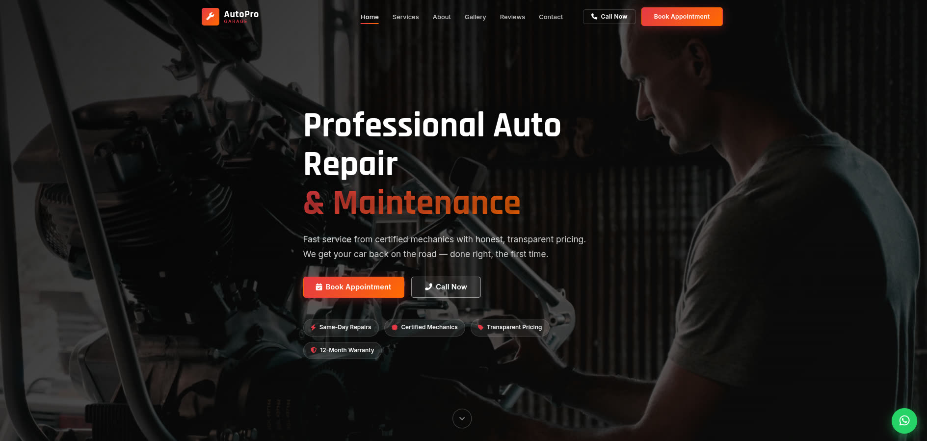 AutoPro Garage &mdash; Desktop Preview