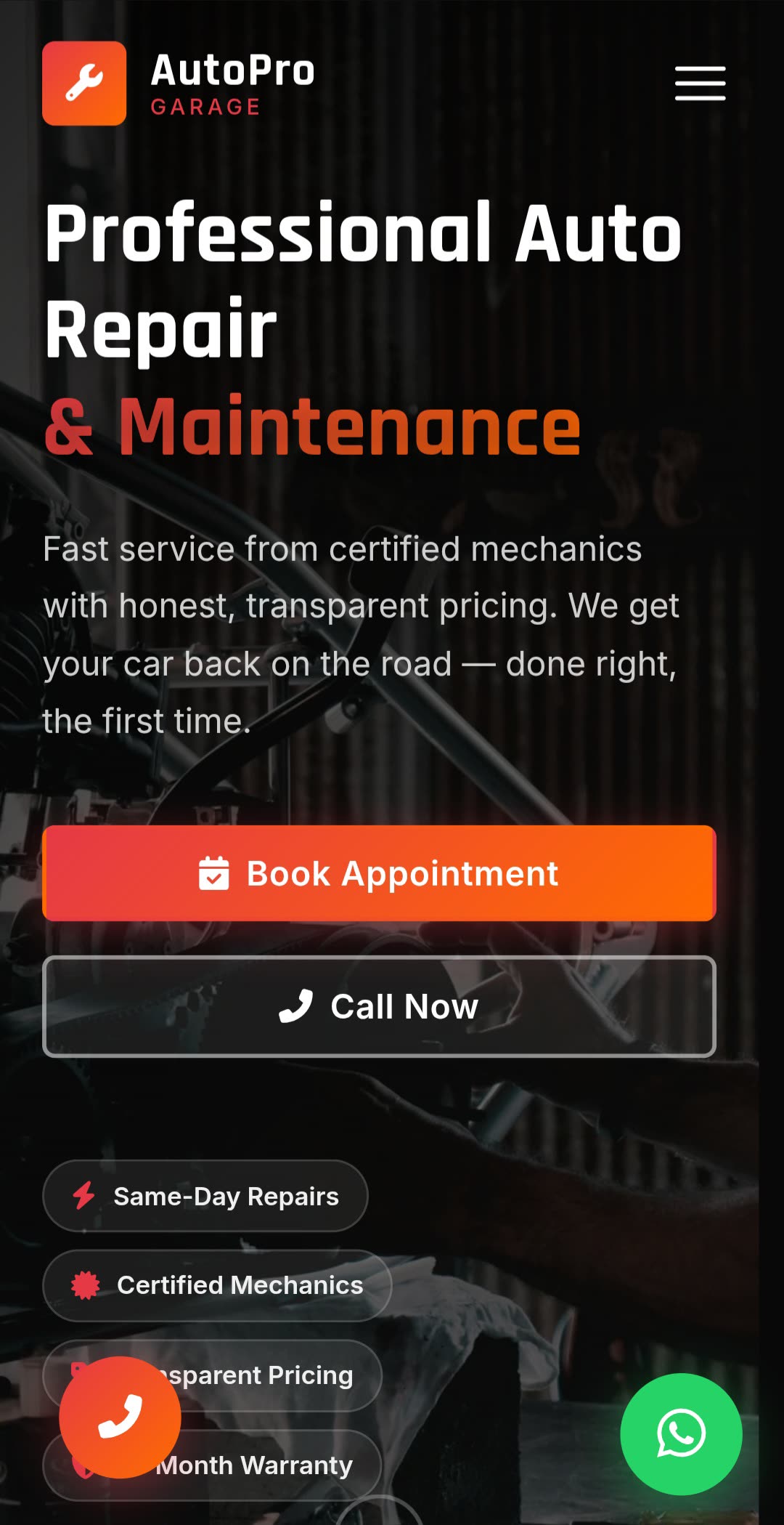 AutoPro Garage &mdash; Mobile Preview