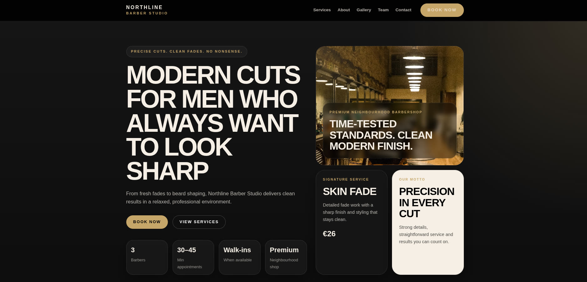 Northline Barber Studio &mdash; Desktop Preview
