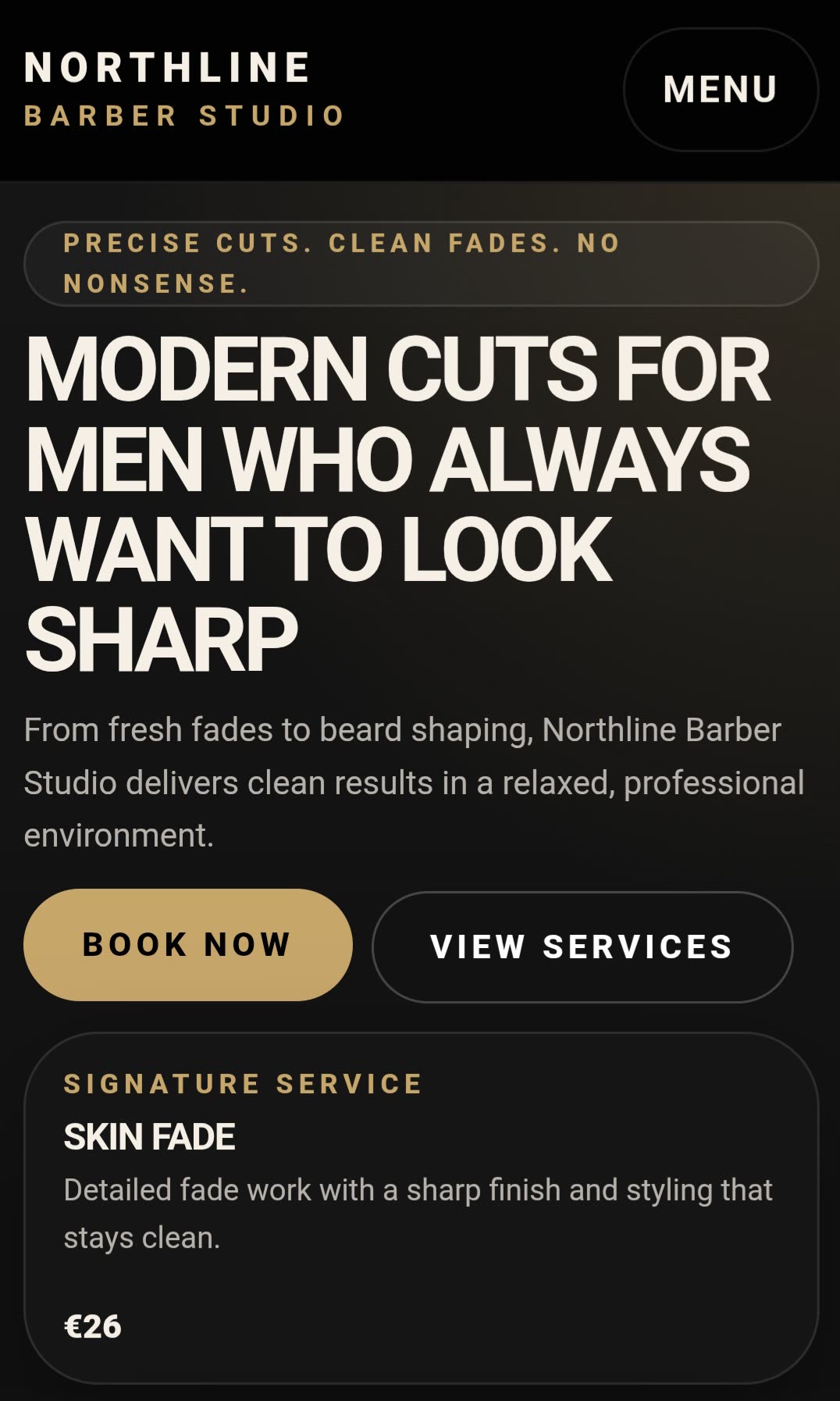 Northline Barber Studio &mdash; Mobile Preview